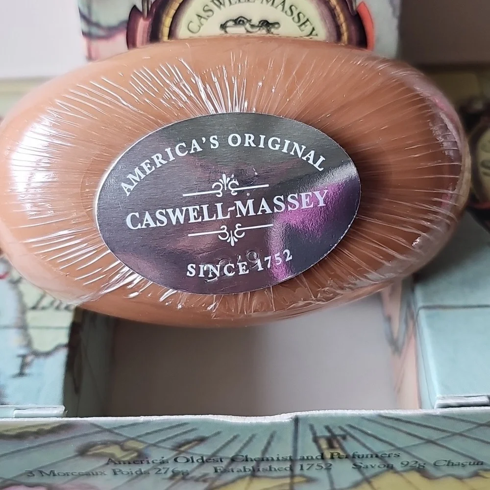 New Vintage Caswell-Massey Sandalwood 3 Piece Soap Boxed Set 3.25 Oz Each